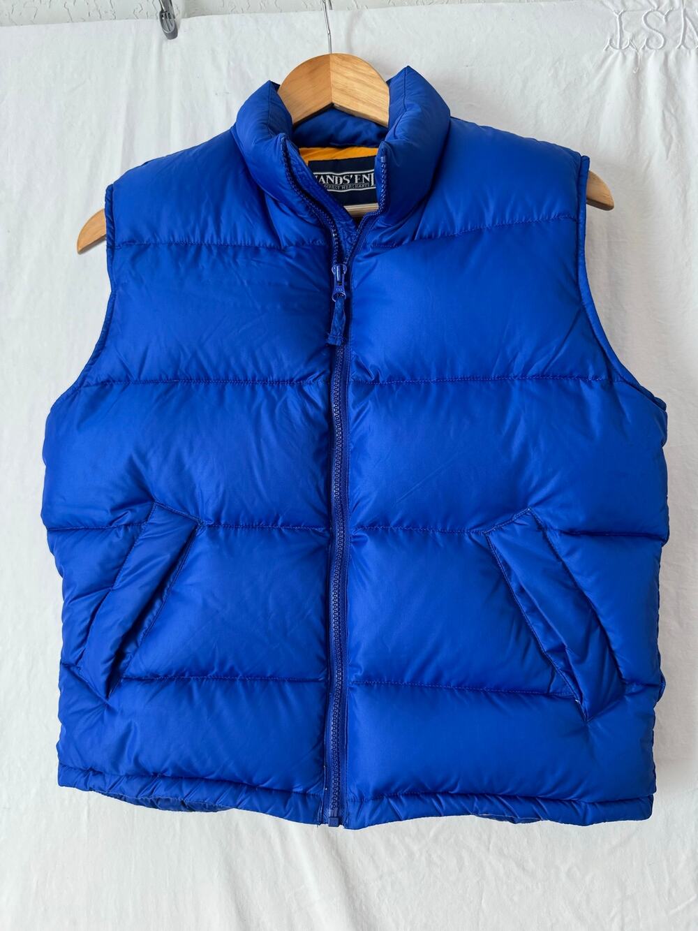VTG Lands End Women's Goose Down Puffer Vest Cobalt Blue Size M Gorpcore